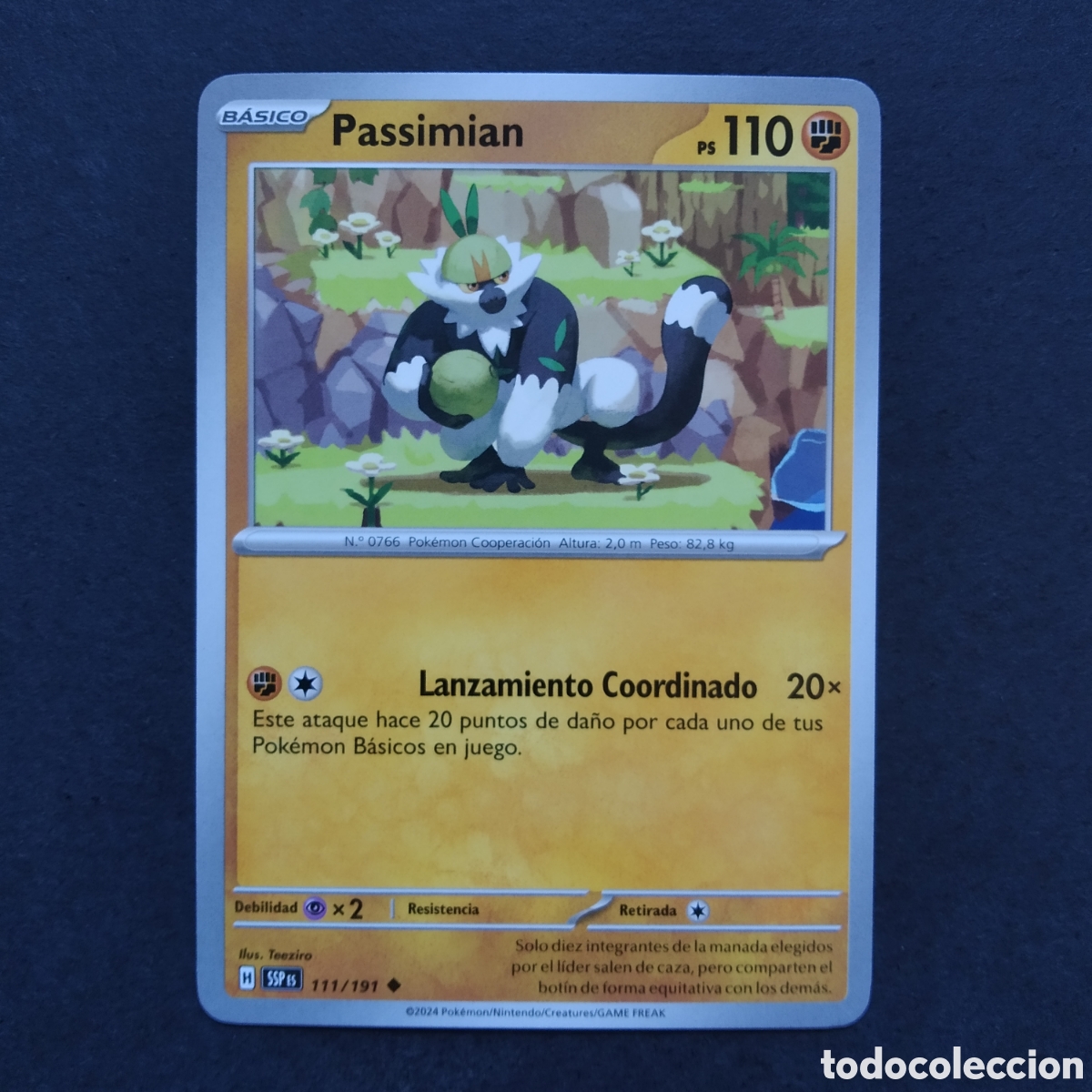 Trading cards: CARTA TCG - N&ordm; 111 - PASSIMIAN - CHISPAS FULGURANTES - POK&Eacute;MON - EN ESPA&Ntilde;OL