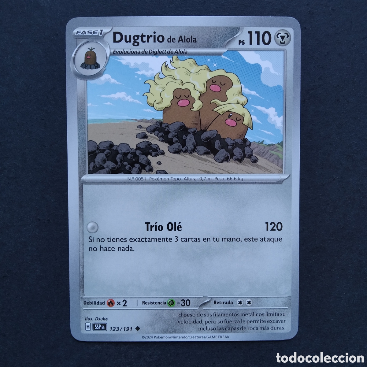 Trading cards: CARTA TCG - N&ordm; 123 - DUGTRIO DE ALOLA - CHISPAS FULGURANTES - POK&Eacute;MON - EN ESPA&Ntilde;OL