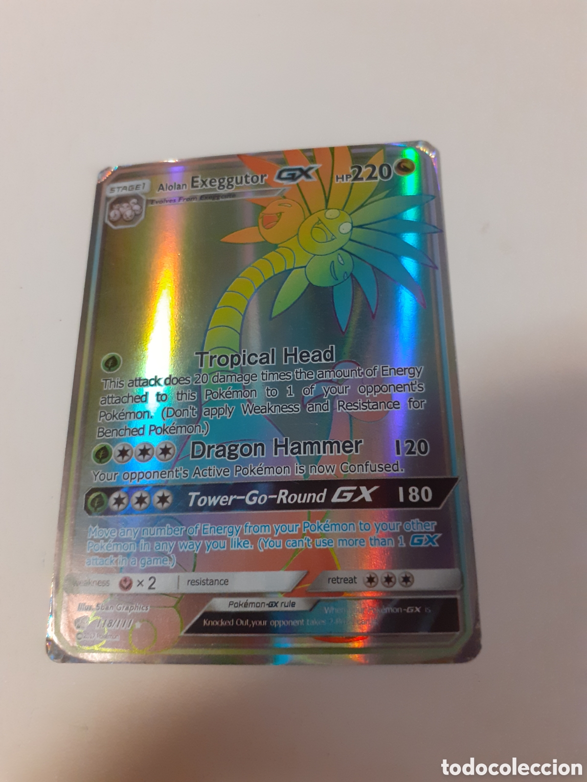 Trading cards: POKEMON TARJETA TRANDING CARD ALOLAN EXEGGUTOR 220 A&Ntilde;O 2017