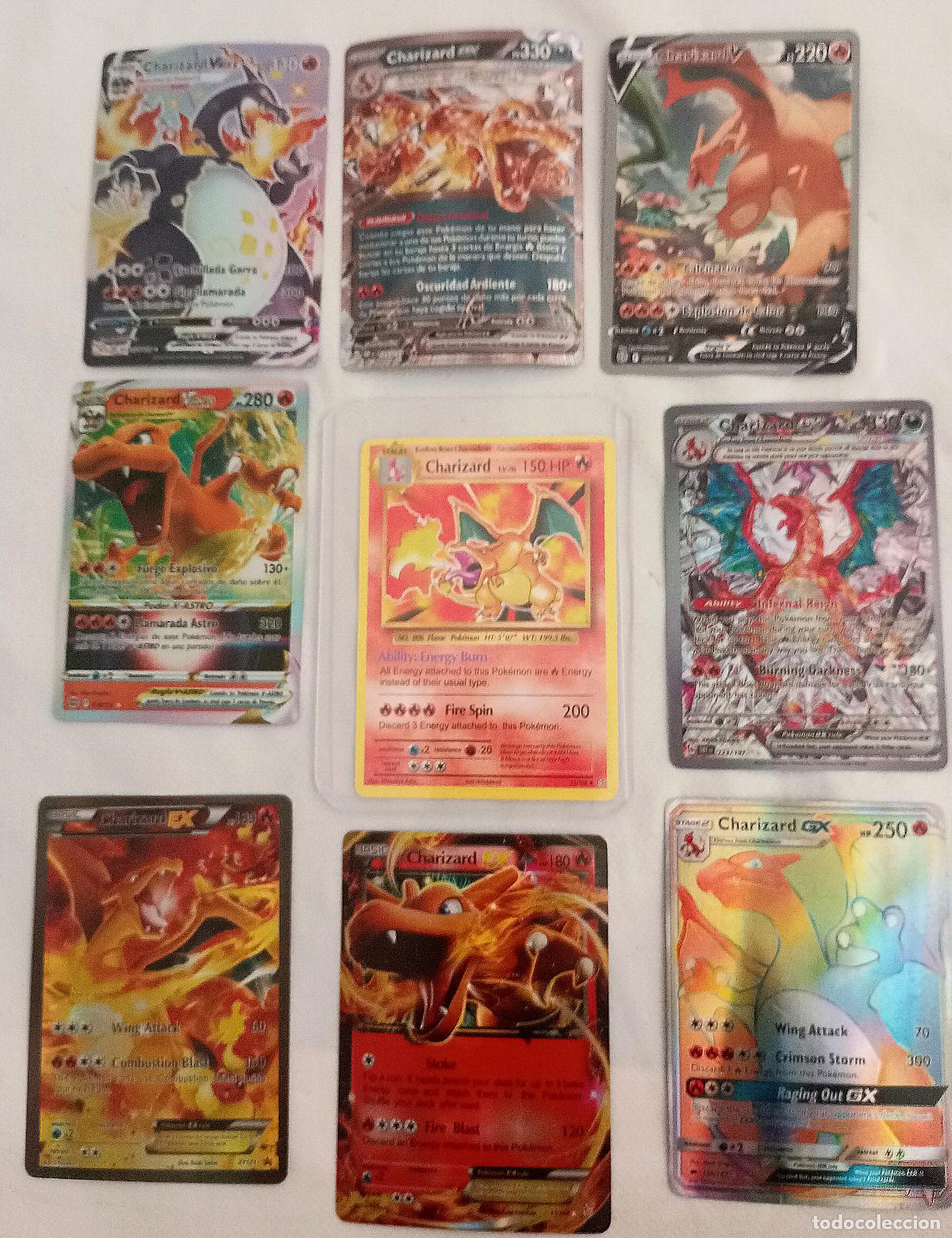Trading cards: POK&Eacute;MON - CHARIZARD - LOTE DE 9 CARTAS - ESPA&Ntilde;OL/INGL&Eacute;S - DISTINTAS EMISIONES