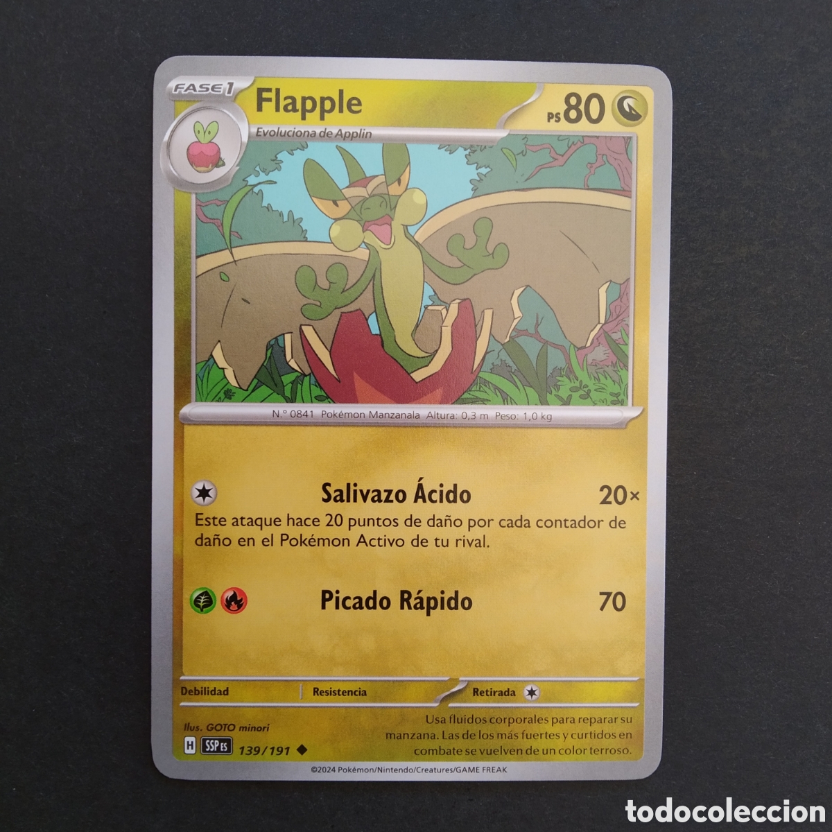 Trading cards: CARTA TCG - N&ordm; 139 - FLAPPLE - CHISPAS FULGURANTES - POK&Eacute;MON - EN ESPA&Ntilde;OL