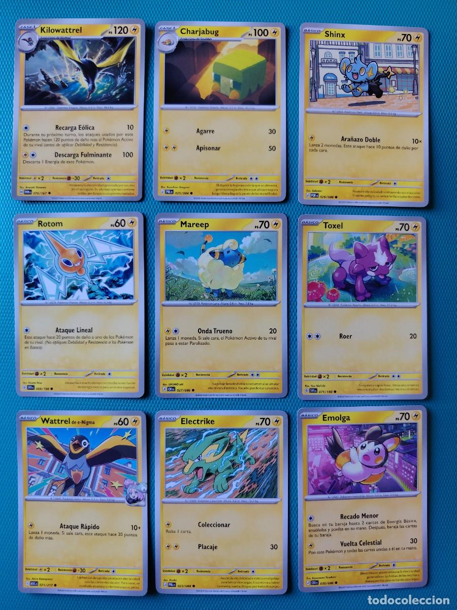 Trading cards: AXARCOIN - 9 CARTAS POKEMON EN ESPA&Ntilde;OL - TIPO RAYO - BASICO Y FASE 1 - COMUNES