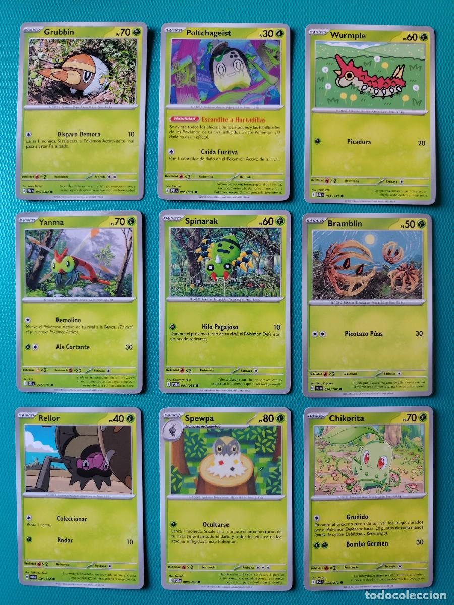 Trading cards: AXARCOIN - 9 CARTAS POKEMON EN ESPA&Ntilde;OL - TIPO PLANTA - BASICO Y FASE 1 COMUNES