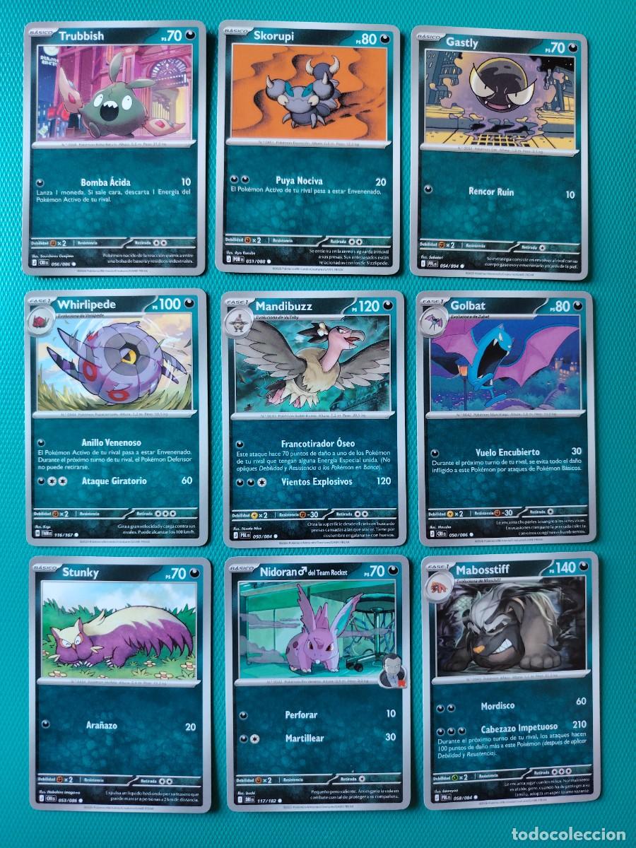 Trading cards: AXARCOIN - 9 CARTAS POKEMON EN ESPA&Ntilde;OL - TIPO OSCURA - BASICO Y FASE 1 - COMUNES
