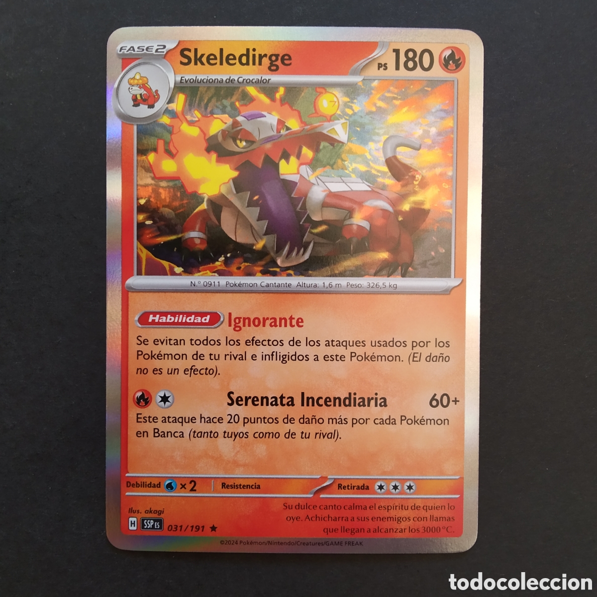 Trading cards: CARTA TCG - N&ordm; 031 - SKELEDIRGE (REVERSE HOLO) - CHISPAS FULGURANTES - POK&Eacute;MON - EN ESPA&Ntilde;OL