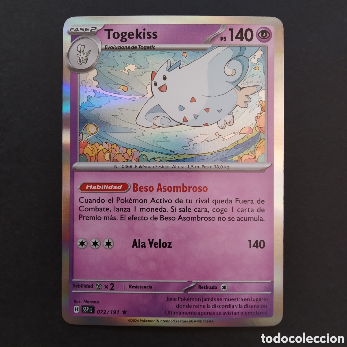 Trading cards: CARTA TCG - N&ordm; 072 - TOGEKISS (REVERSE HOLO) - CHISPAS FULGURANTES - POK&Eacute;MON - EN ESPA&Ntilde;OL