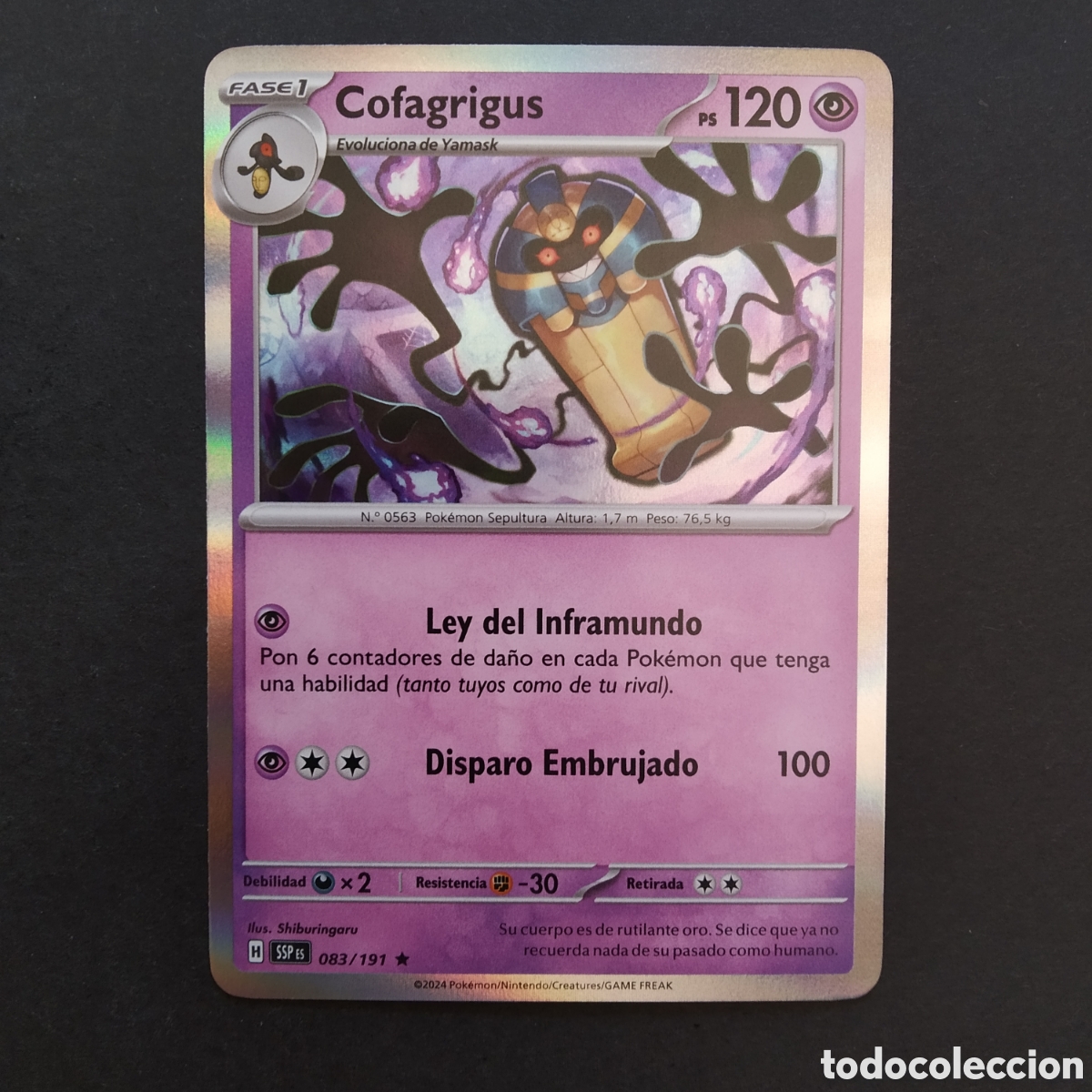Trading cards: CARTA TCG - N&ordm; 083 - COFAGRIGUS (REVERSE HOLO) - CHISPAS FULGURANTES - POK&Eacute;MON - EN ESPA&Ntilde;OL