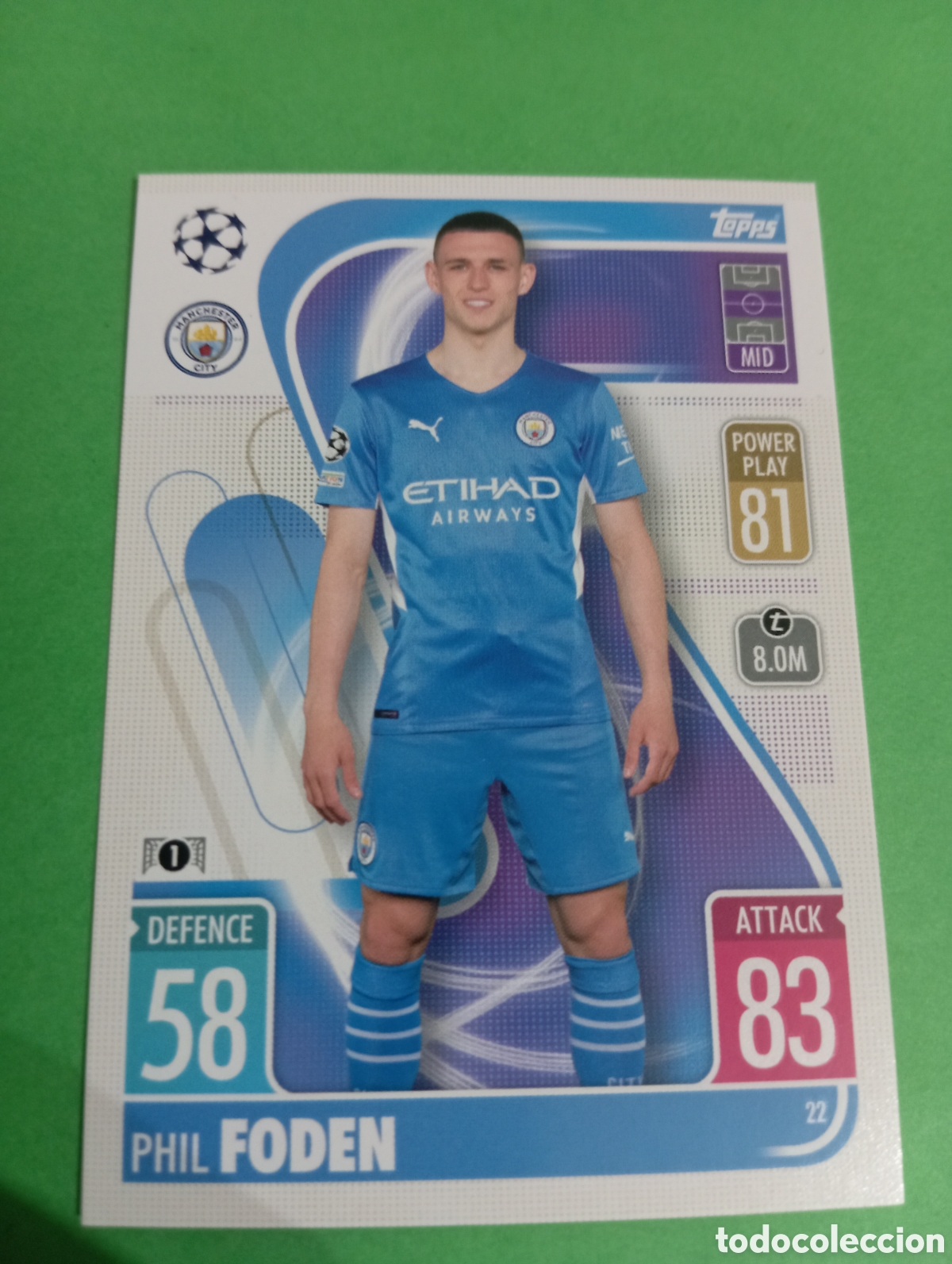 Trading cards: Phil Foden Manchester City n&deg;22 / TOPPS MATCH ATTAX 2021/2022