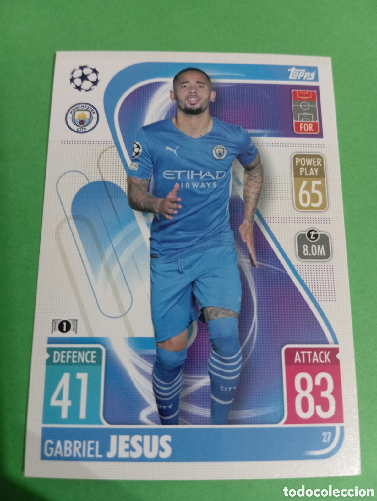 Trading cards: Gabriel Jes&uacute;s Manchester City n&deg;27 / TOPPS MATCH ATTAX 2021/2022