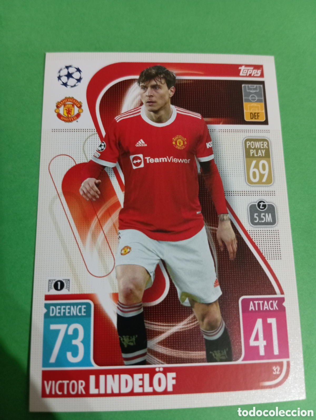 Trading cards: Victor Lindel&ouml;f Manchester United n&deg;32 / TOPPS MATCH ATTAX 2021/2022