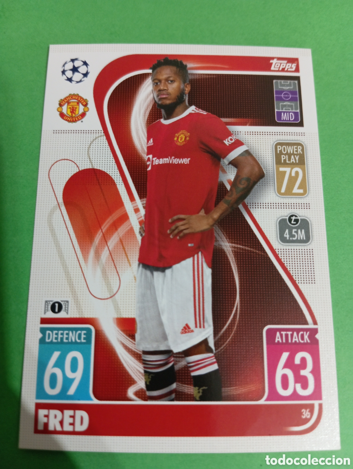 Trading cards: Fred Manchester United n&deg;36 / TOPPS MATCH ATTAX 2021/2022