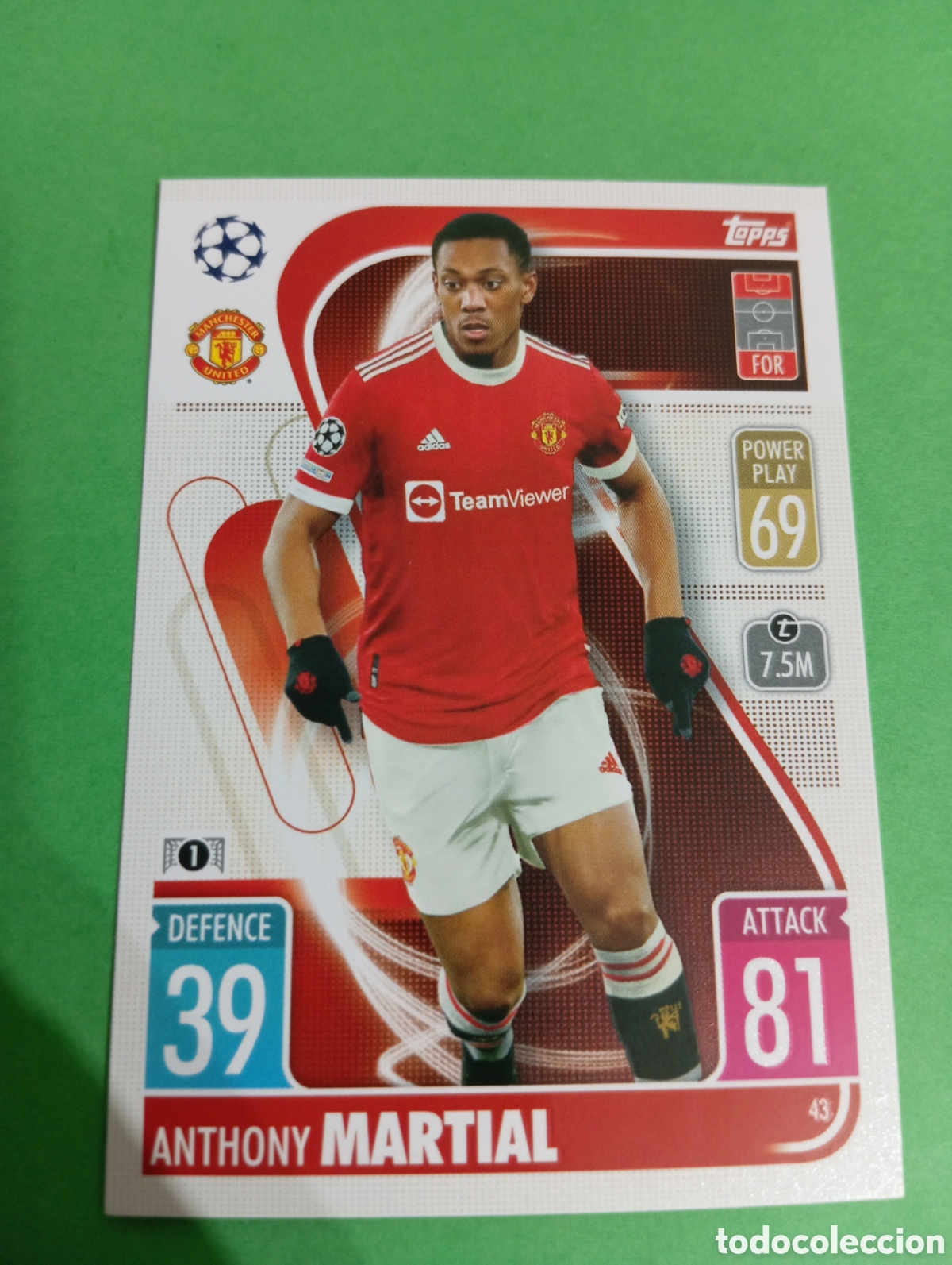 Trading cards: Martial Manchester United n&deg;43 / TOPPS MATCH ATTAX 2021/2022