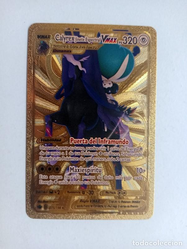 Figurine Collezionabili: CROMO CARD POKEMON DORADO Calyrex jinete espectral Vmax (NO METAL)