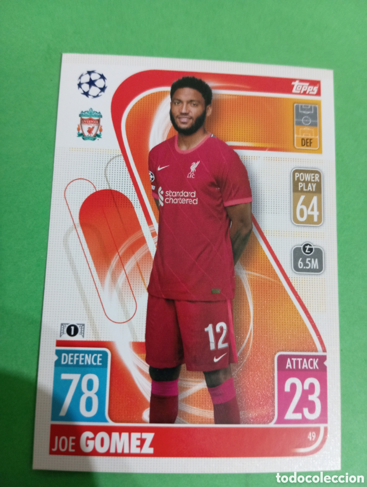 Trading cards: Joe G&oacute;mez Liverpool n&deg;49 / TOPPS MATCH ATTAX 2021/2022