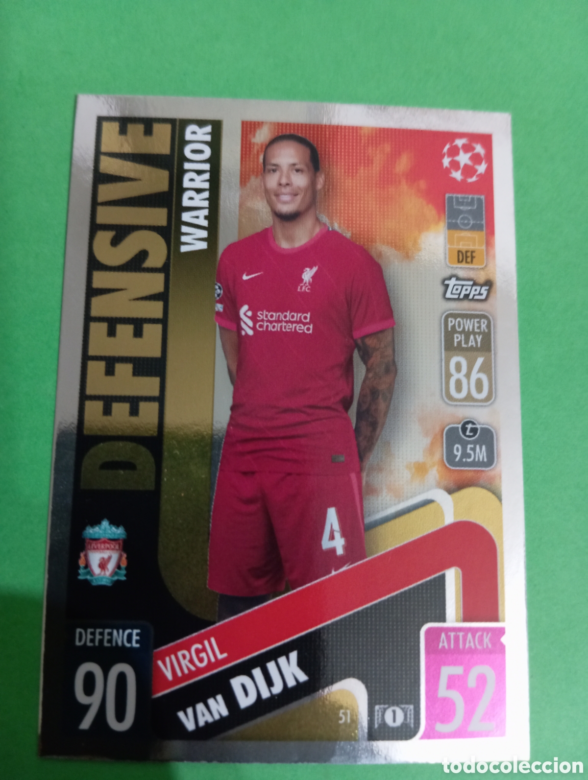 Trading cards: Virgil Van Dijk Liverpool DEFENSIVE WARRIOR n&deg;51 / TOPPS MATCH ATTAX 2021/2022