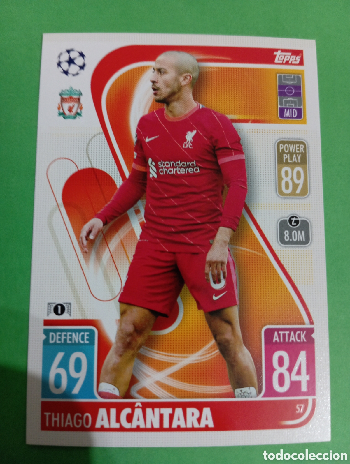 Trading cards: Thiago Alc&aacute;ntara Liverpool n&deg;57 / TOPPS MATCH ATTAX 2021/2022