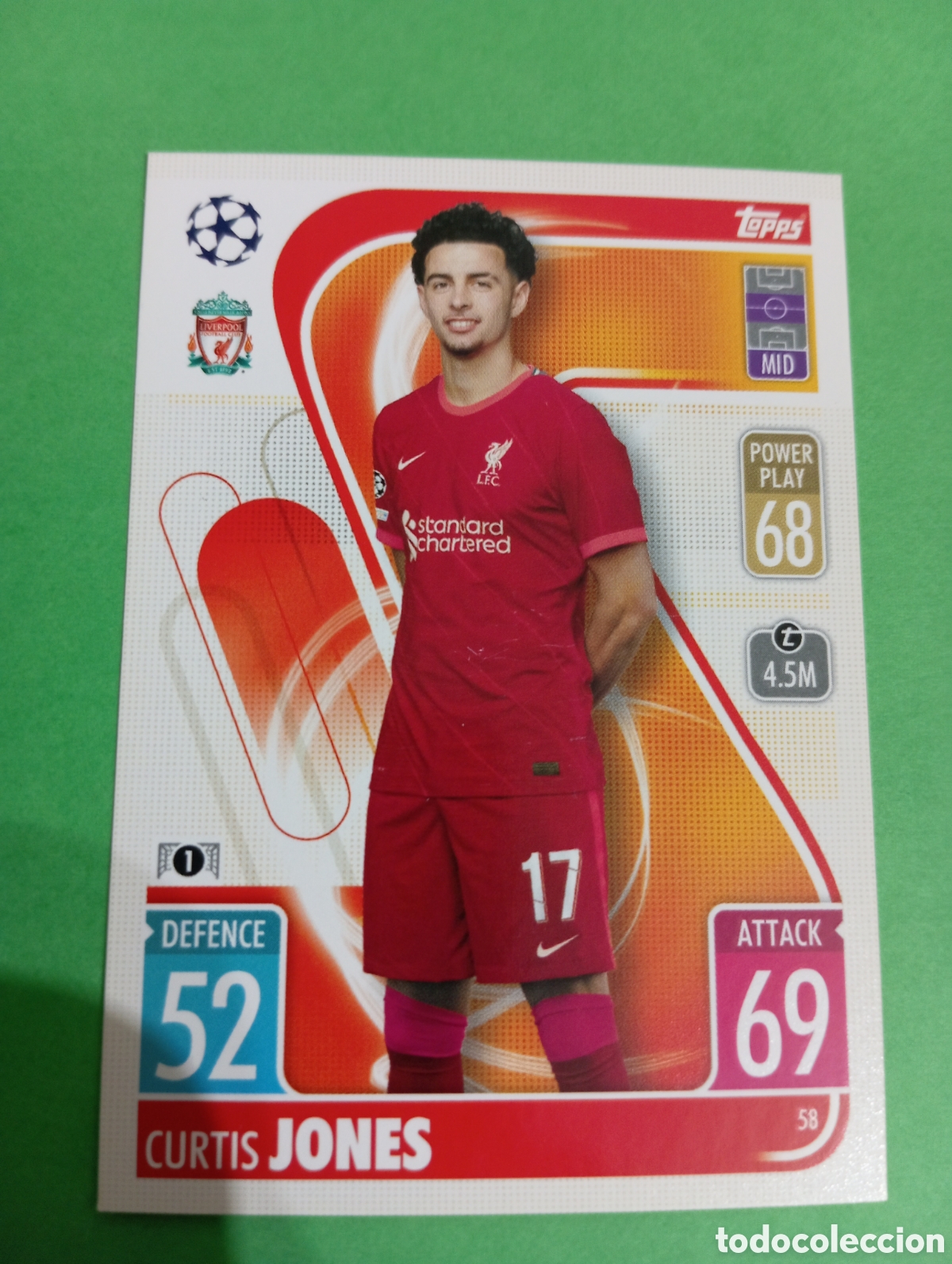 Trading cards: Curtis Jones Liverpool n&deg;58 / TOPPS MATCH ATTAX 2021/2022