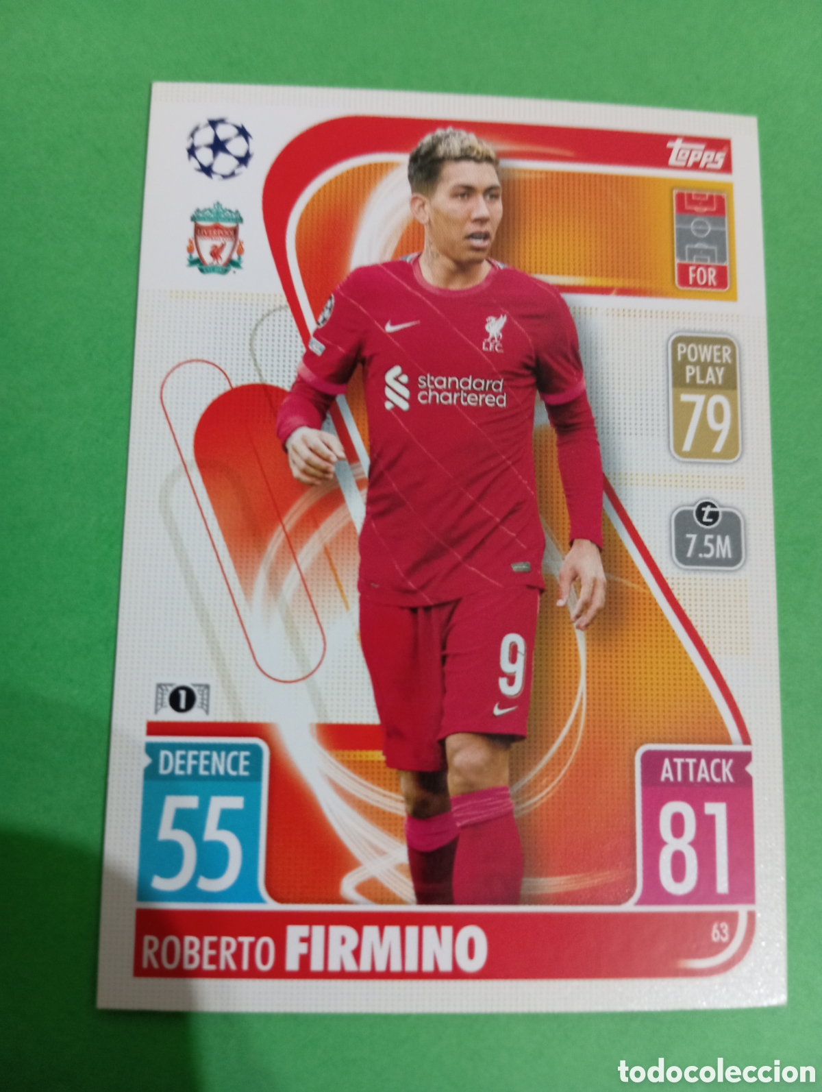 Trading cards: Roberto Firmino Liverpool n&deg;63 / TOPPS MATCH ATTAX 2021/2022