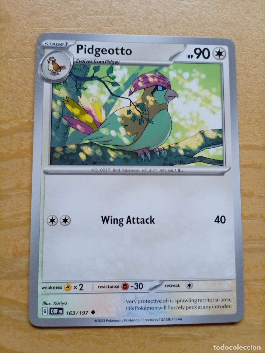Trading cards: Carta de Pok&eacute;mon de Pidgeotto, edici&oacute;n en ingl&eacute;s. - N&uacute;mero de carta: 163/197 - A&ntilde;o de publicaci&oacute;n: