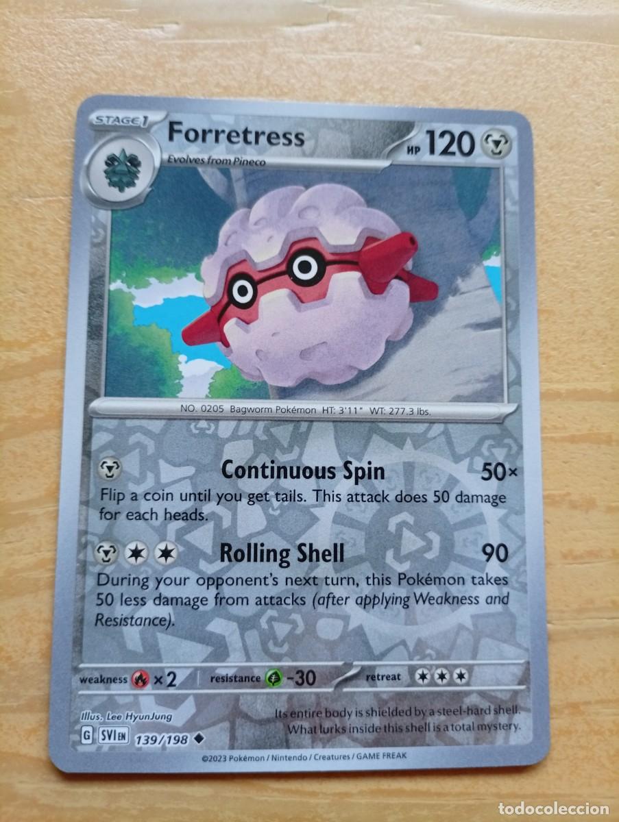 Trading cards: Carta de Pok&eacute;mon Forretress, edici&oacute;n en ingl&eacute;s. Presenta un acabado hologr&aacute;fico inverso. 2023 - Etap