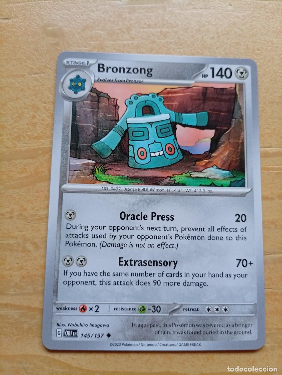 Trading cards: Carta Pok&eacute;mon de Bronzong, edici&oacute;n en ingl&eacute;s. - N&uacute;mero de carta: 145/197. - A&ntilde;o de publicaci&oacute;n: 202