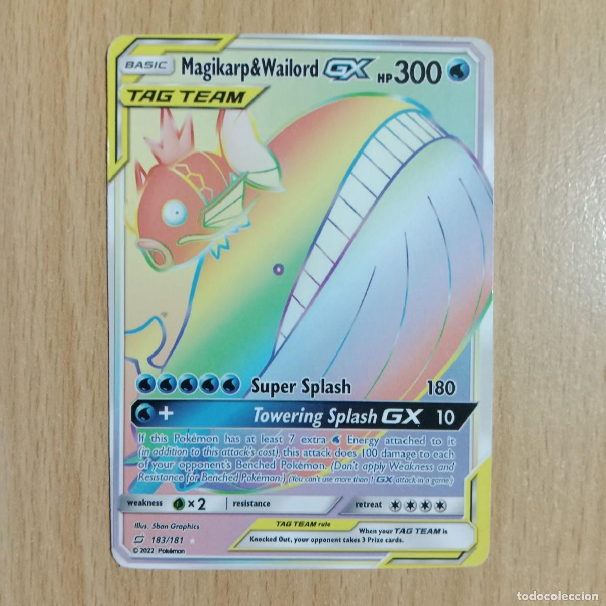 Trading cards: MAGIKARP & WAILORD N&ordm; 183/181 ,CARTA POK&Egrave;MON SECRETA -SOL Y LUNA TCG UNI&Oacute;N DE ALIADOS- A&Ntilde;O 2022.