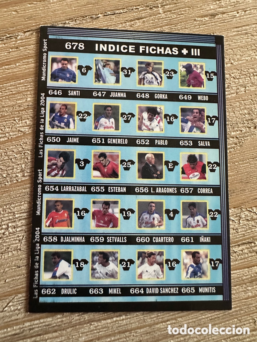Trading cards: INDICE FICHAS + III 678 LAS FICHAS DE LA LIGA 2004 03-04 MUNDICROMO SPORT