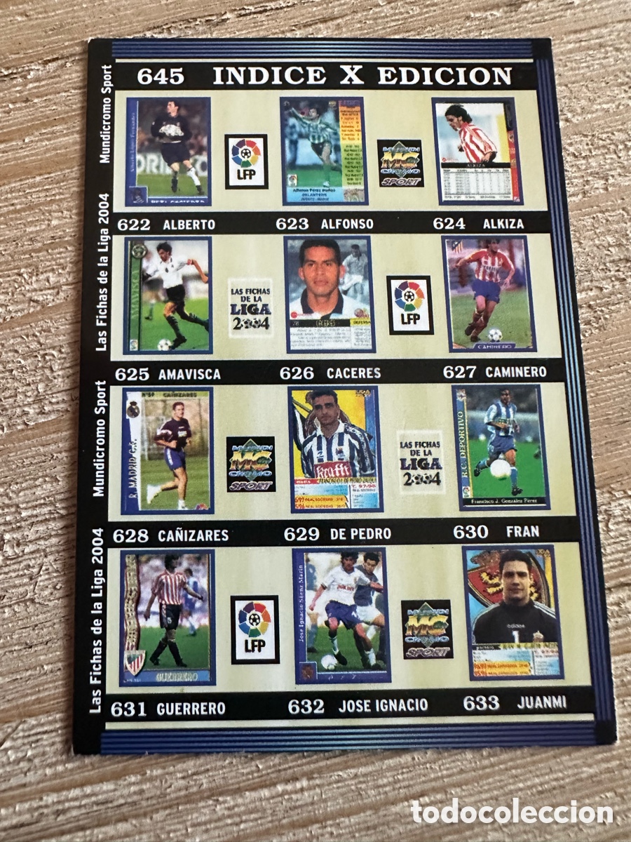 Trading cards: INDICE X EDICION 645 LAS FICHAS DE LA LIGA 2004 03-04 MUNDICROMO SPORT