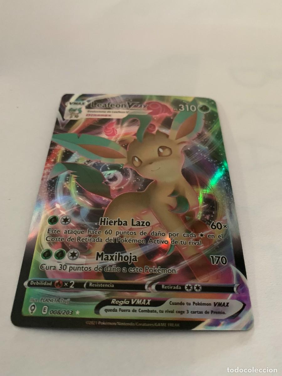 Trading cards: CARTA POK&Eacute;MON. LEAFEON VMAX. BUEN ESTADO. PEDIDO MINIMO 10 EUROS.
