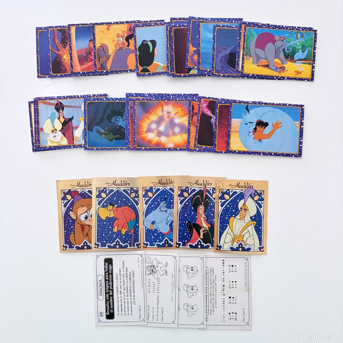 Trading cards: Lot +40 Trading Cards Aladdin Disney Panini 1993 sin repetir cromos vintage