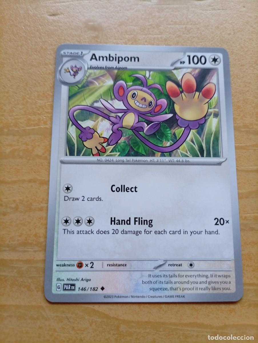 Trading cards: Carta Pok&eacute;mon de Ambipom, edici&oacute;n en ingl&eacute;s. - N&uacute;mero de carta: 146/182. - A&ntilde;o de publicaci&oacute;n: 2023