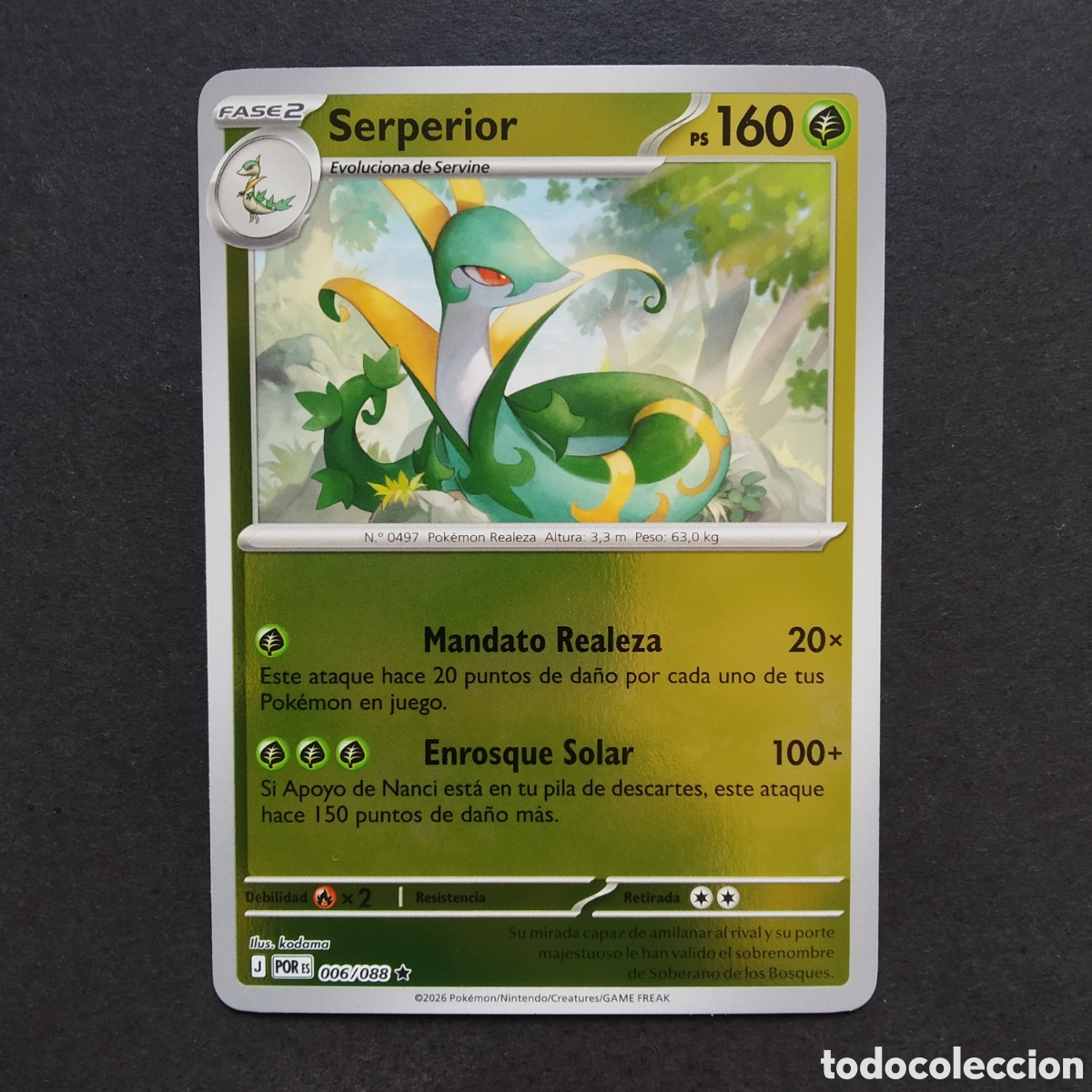 Trading cards: CARTA TCG - N&ordm; 006 - SERPERIOR (HOLOGR&Aacute;FICA) - EQUILIBRIO PERFECTO - POK&Eacute;MON - EN ESPA&Ntilde;OL