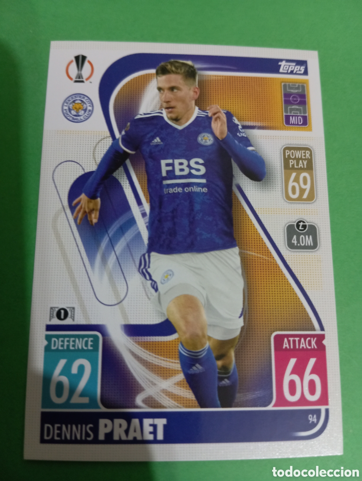 Trading cards: Dennis Praet Leicester City n&deg;94 / TOPPS MATCH ATTAX 2021/2022
