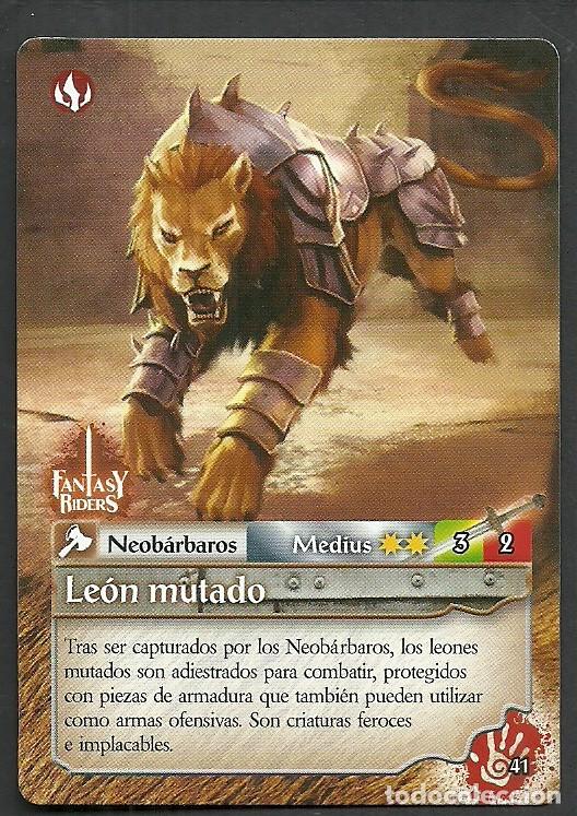 Trading cards: Fantasy Riders #41. Le&oacute;n mutado. Panini 2018. Carta
