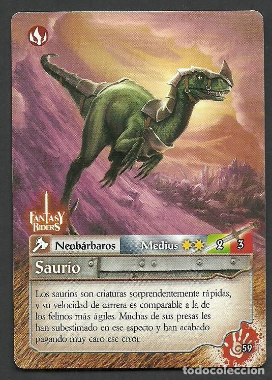 Trading cards: Fantasy Riders #59. Saurio. Panini 2018. Carta