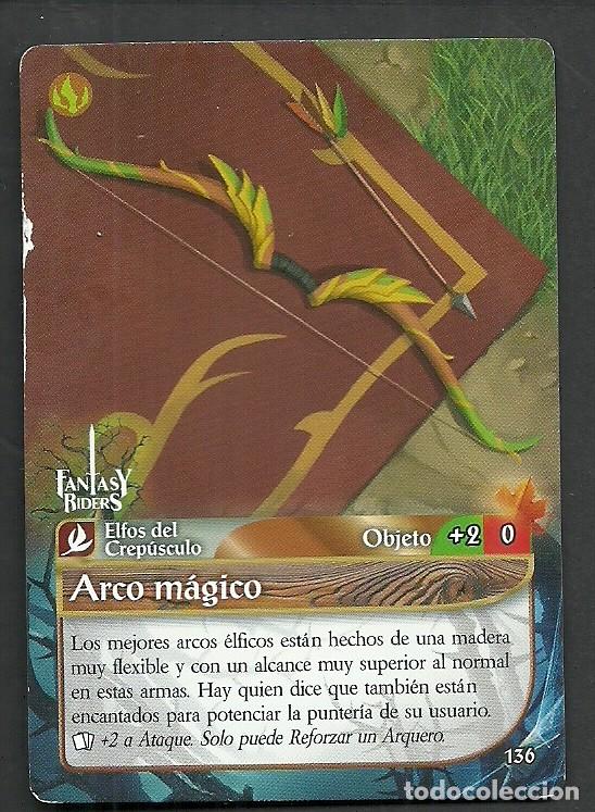 Trading cards: Fantasy Riders #136. Arco m&aacute;gico. Panini 2018. Carta