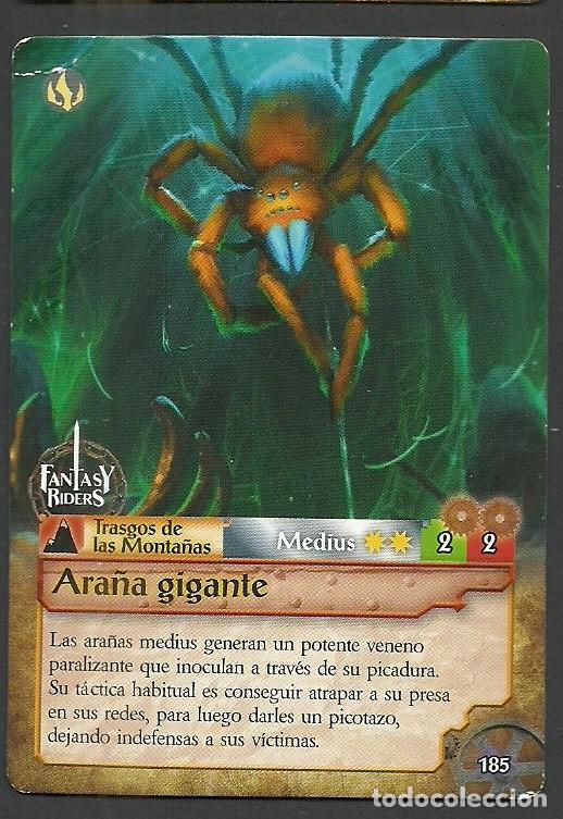 Trading cards: Fantasy Riders #185. Ara&ntilde;a gigante. Panini 2018. Carta