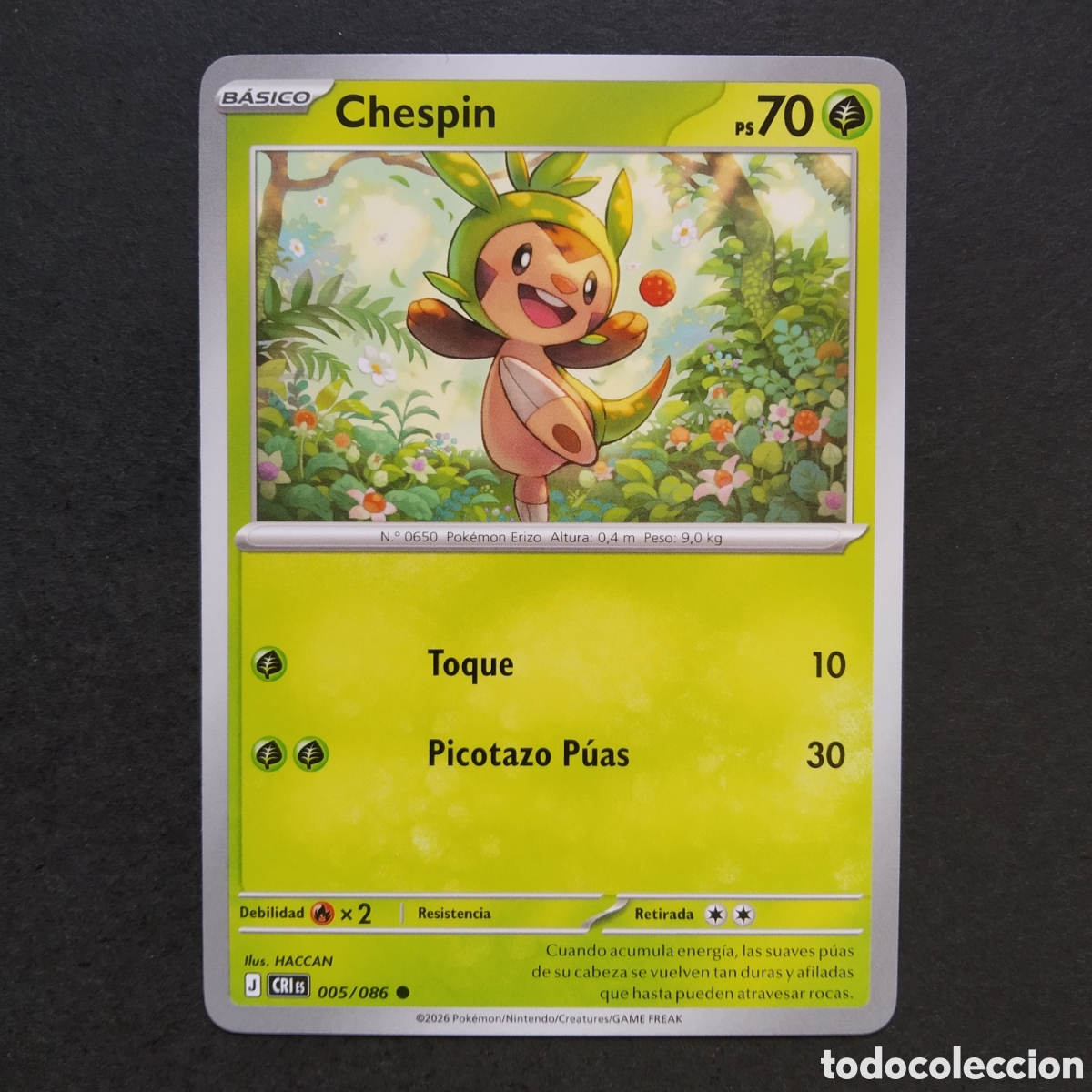 Trading cards: CARTA TCG - N&ordm; 005 - CHESPIN - CAOS CRECIENTE - POK&Eacute;MON - EN ESPA&Ntilde;OL