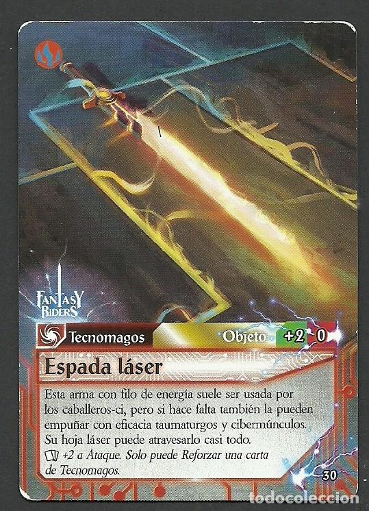 Trading cards: Fantasy Riders #30. Espada l&aacute;ser. Panini 2018. Carta