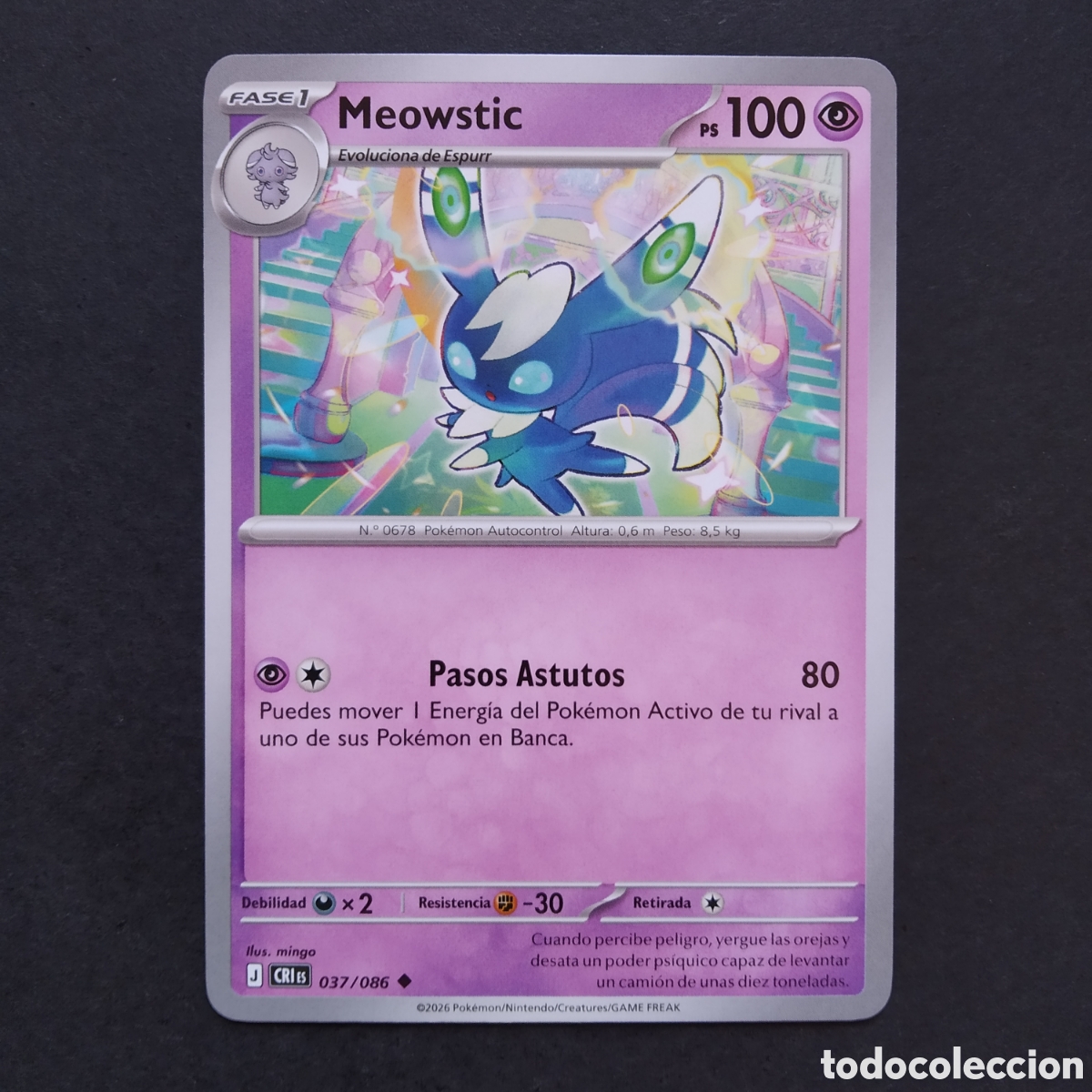 Trading cards: CARTA TCG - N&ordm; 037 - MEOWSTIC - CAOS CRECIENTE - POK&Eacute;MON - EN ESPA&Ntilde;OL