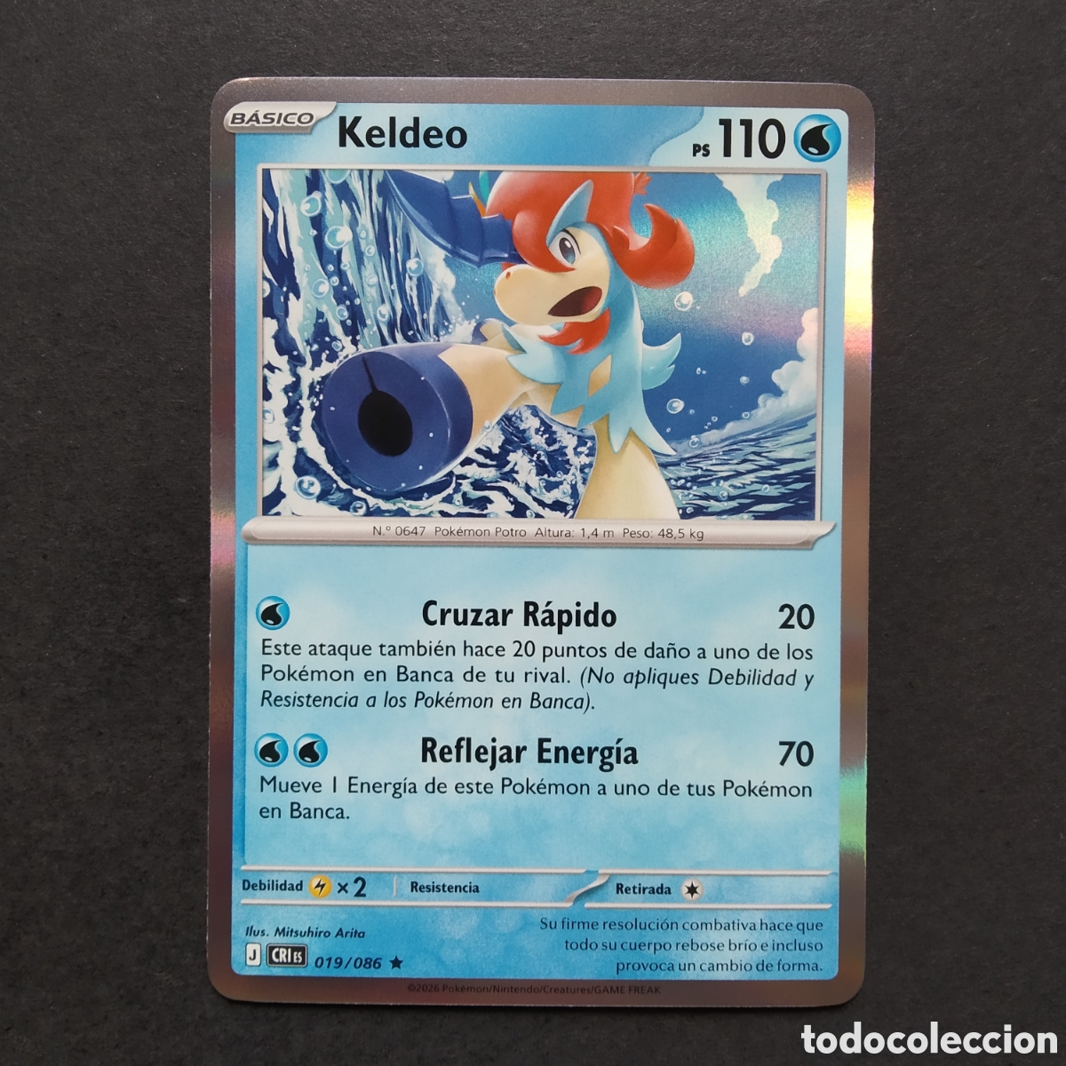 Trading cards: CARTA TCG - N&ordm; 019 - KELDEO (REVERSE HOLO) - CAOS CRECIENTE - POK&Eacute;MON - EN ESPA&Ntilde;OL