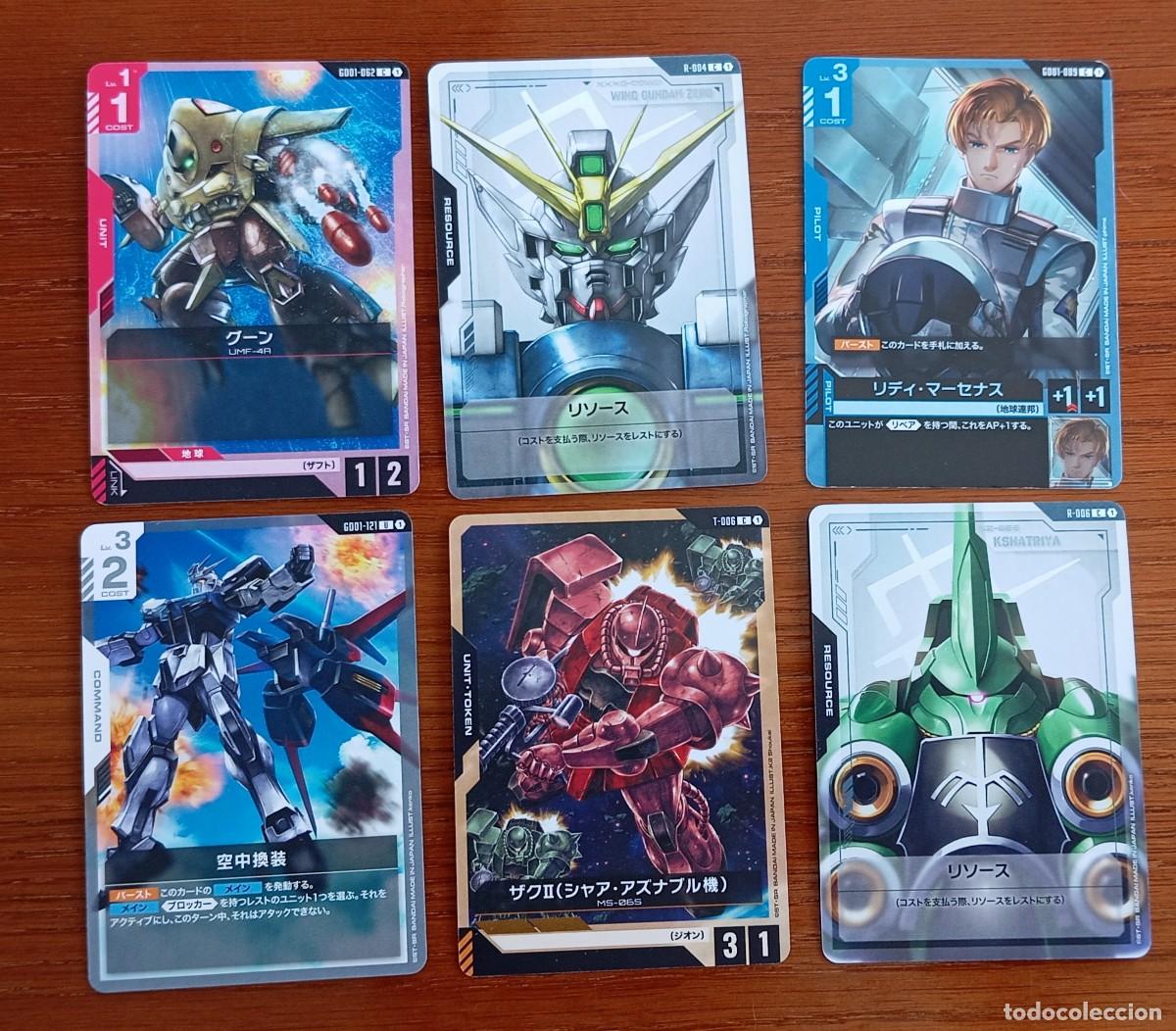 Trading cards: 6 cartas japonesas cromos juego GUNDAM CARD GAME. Robots Mecha trading cards Jap&oacute;n.