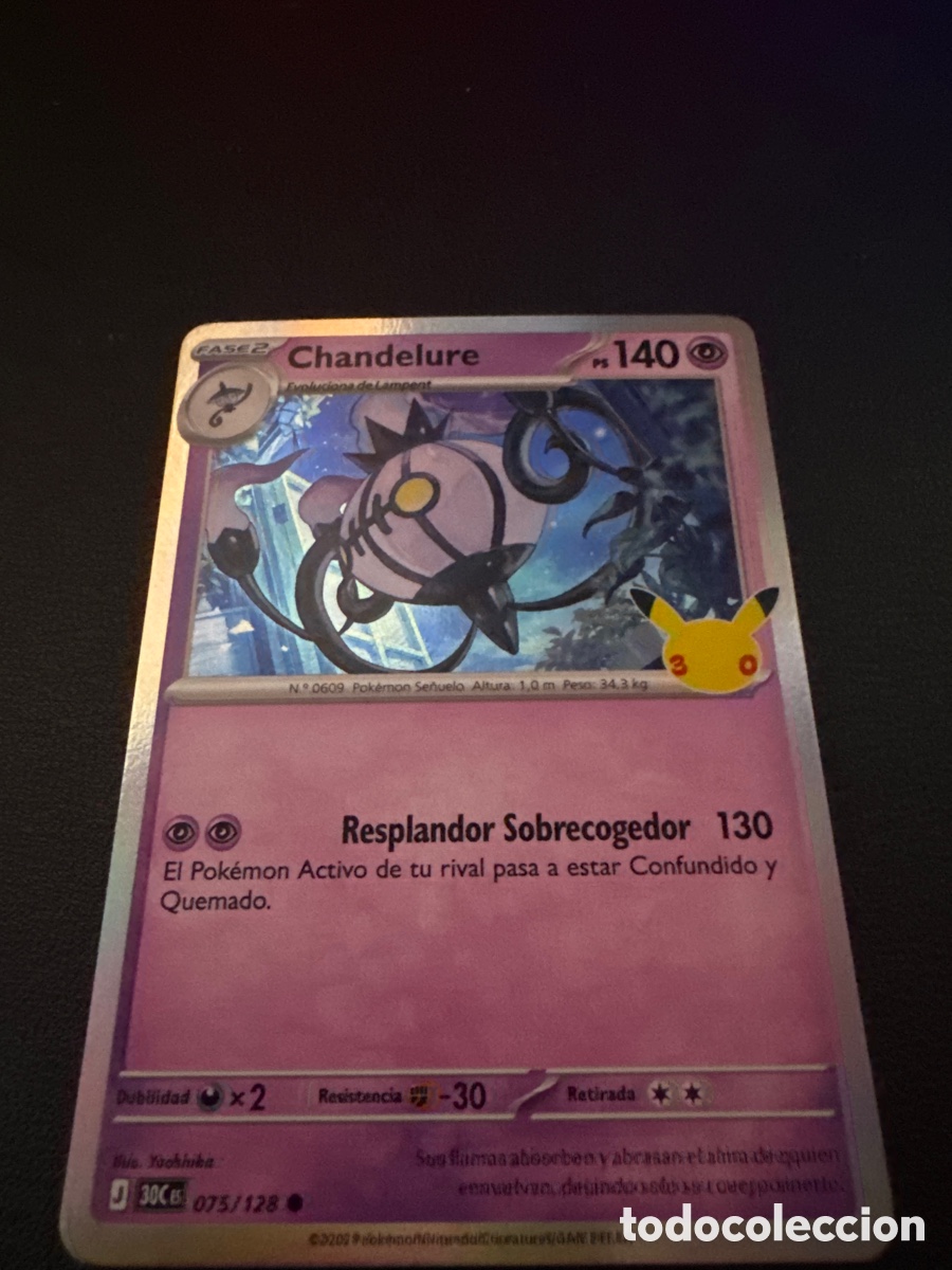 Trading cards: Carta pokemon chandelure 30 aniversario