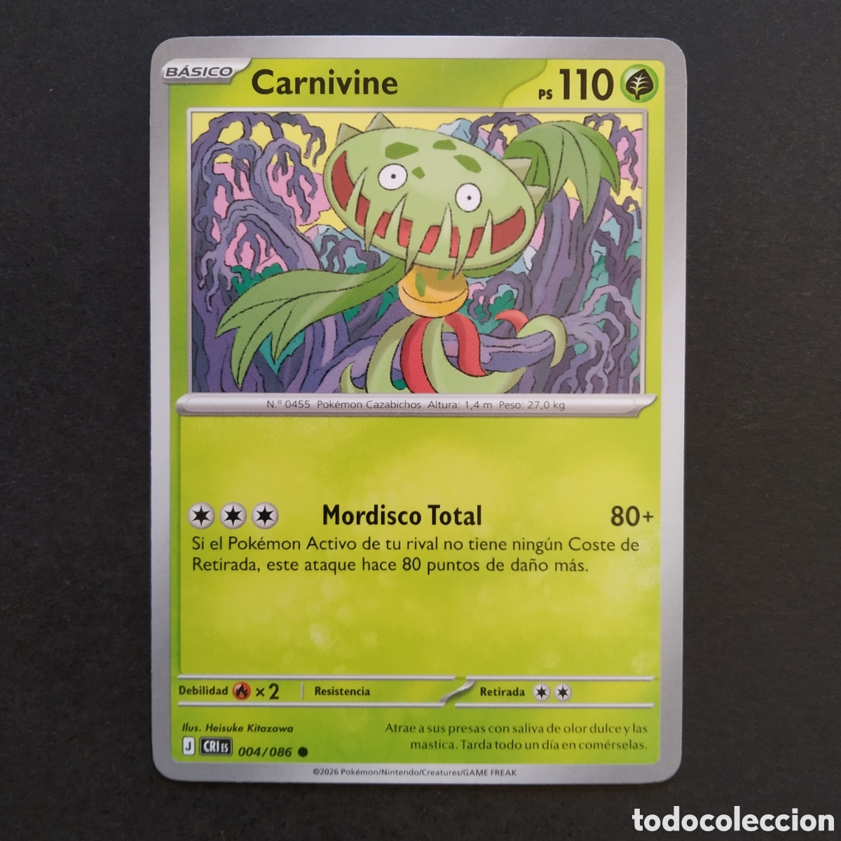 Trading cards: CARTA TCG - N&ordm; 004 - CARNIVINE - CAOS CRECIENTE - POK&Eacute;MON - EN ESPA&Ntilde;OL