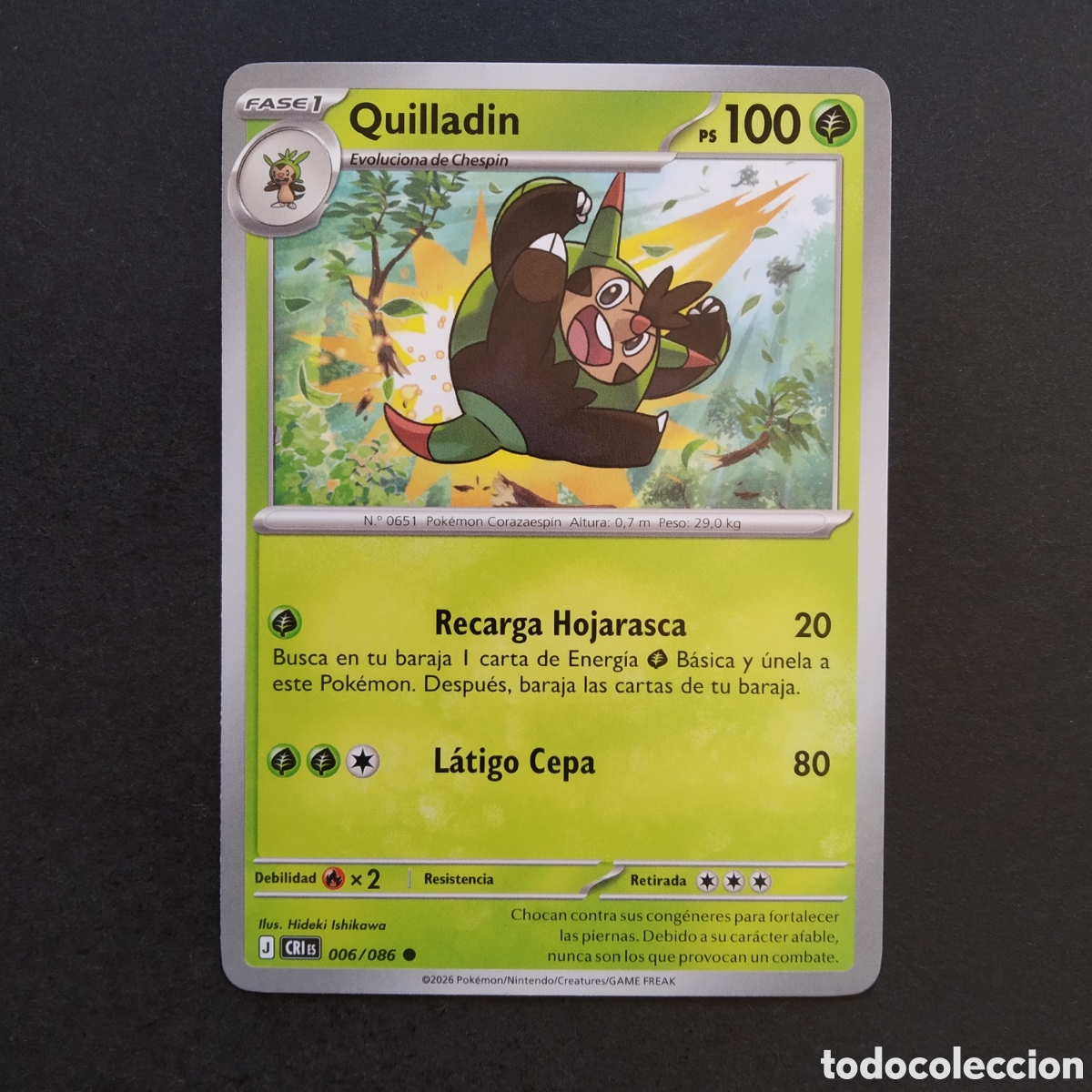 Trading cards: CARTA TCG - N&ordm; 006 - QUILLADIN - CAOS CRECIENTE - POK&Eacute;MON - EN ESPA&Ntilde;OL