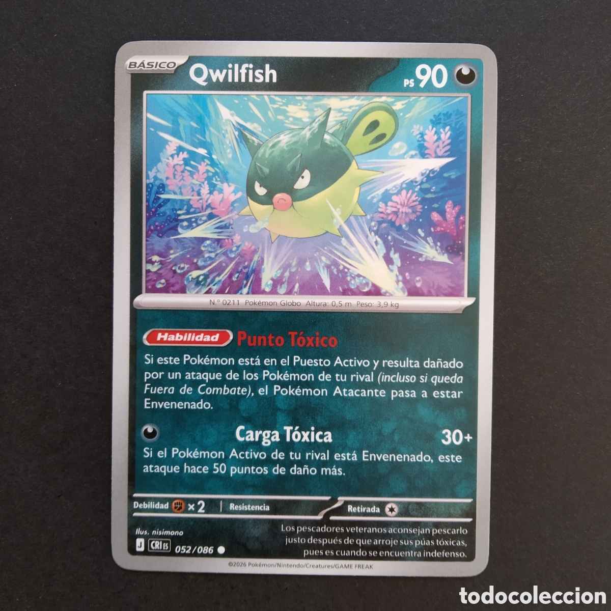 Trading cards: CARTA TCG - N&ordm; 052 - QWILFISH - CAOS CRECIENTE - POK&Eacute;MON - EN ESPA&Ntilde;OL
