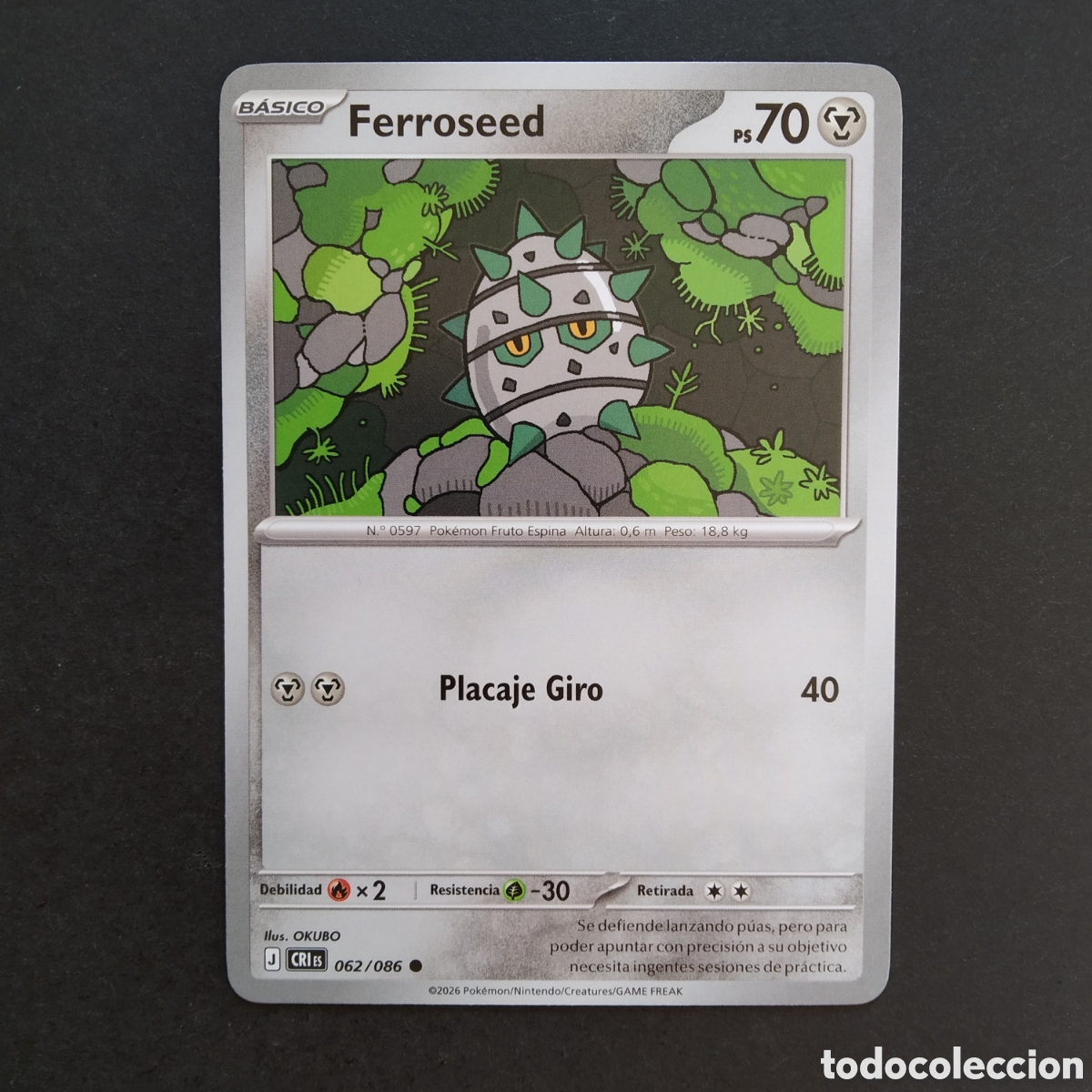 Trading cards: CARTA TCG - N&ordm; 062 - FERROSEED - CAOS CRECIENTE - POK&Eacute;MON - EN ESPA&Ntilde;OL