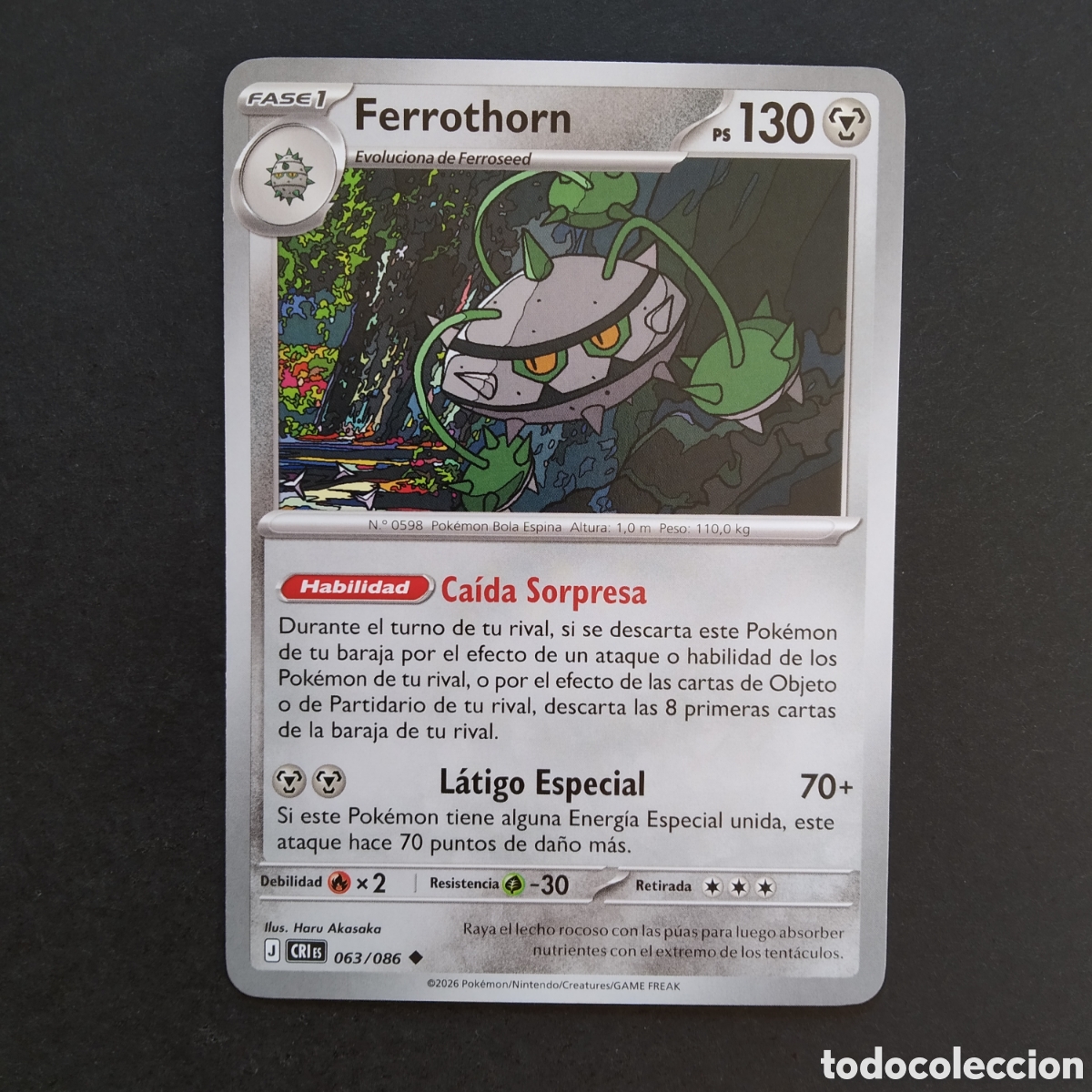Trading cards: CARTA TCG - N&ordm; 063 - FERROTHORN - CAOS CRECIENTE - POK&Eacute;MON - EN ESPA&Ntilde;OL