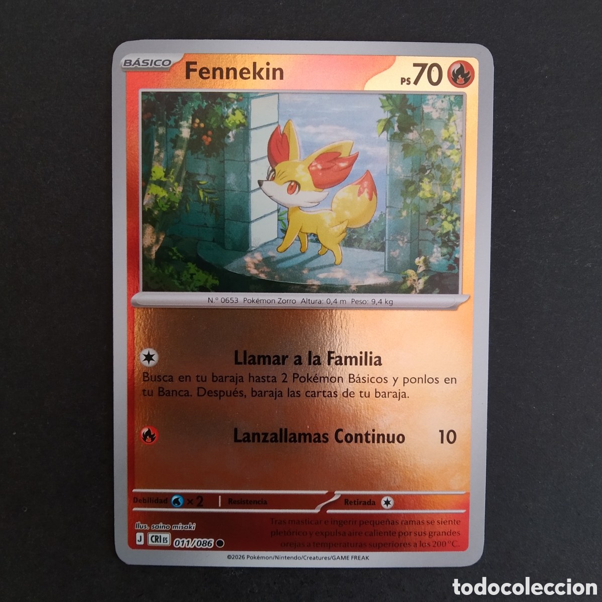 Trading cards: CARTA TCG - N&ordm; 011 - FENNEKIN (HOLOGR&Aacute;FICA) - CAOS CRECIENTE - POK&Eacute;MON - EN ESPA&Ntilde;OL