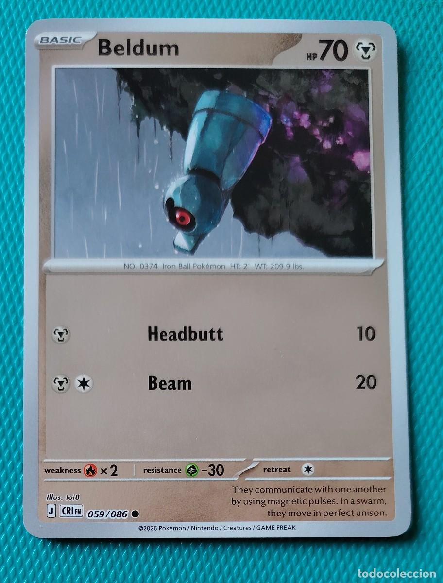 Trading cards: CARTA POKEMON - INGLES - CRI - CAOS CRECIENTE - BELDUM 059 / 086 - METAL - HOLO REVERSE